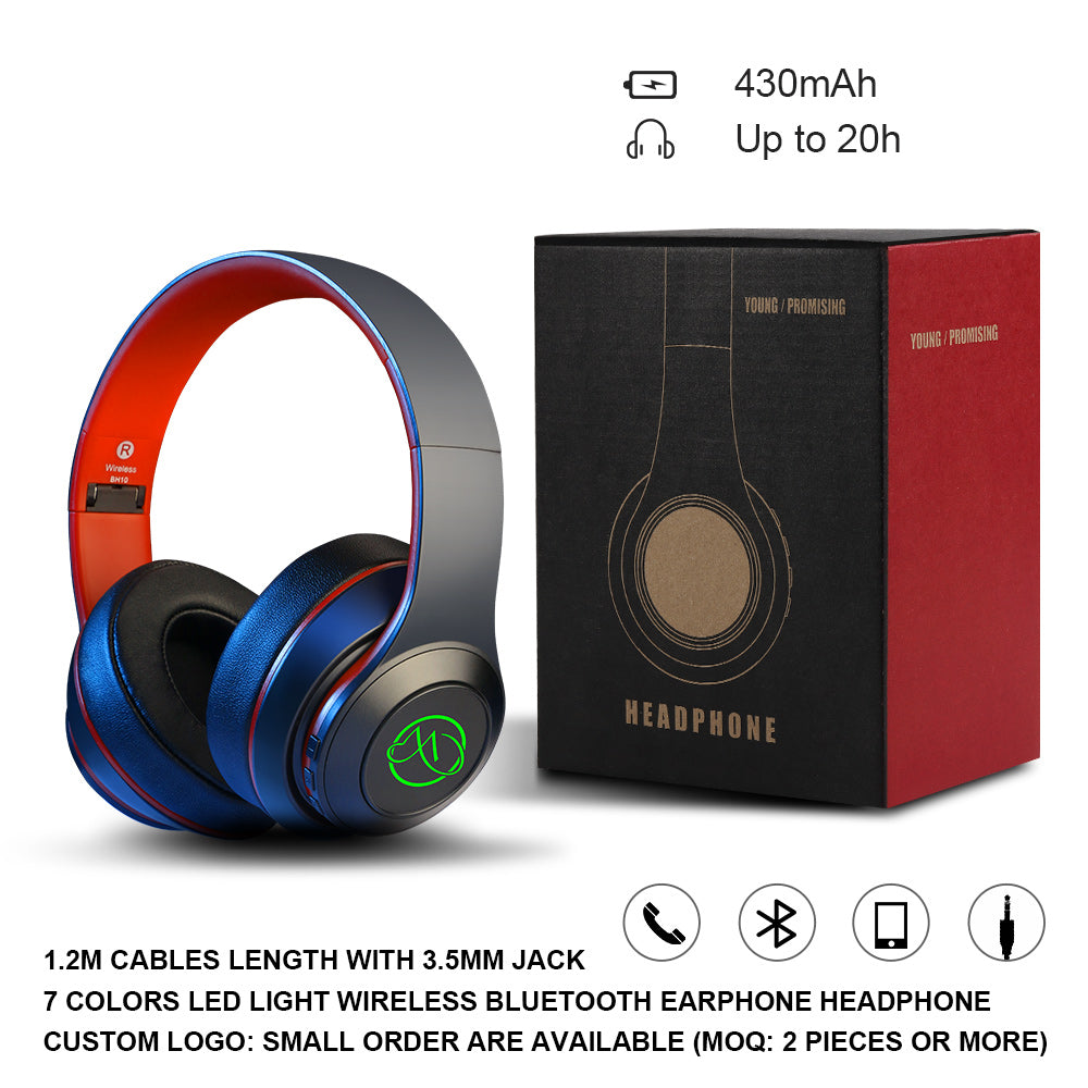 BH10 High Quality Wireless Bluetooth Bass Hifi Stereo Headphones Bluetooth V5.0 Wireless Headset