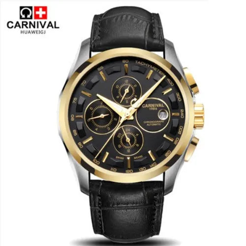 Automatic Mechanical Switzerland Brand Men Wristwatches Fashion Luxury Leather Strap Watch Waterproof Clock Relogio Reloj Montre