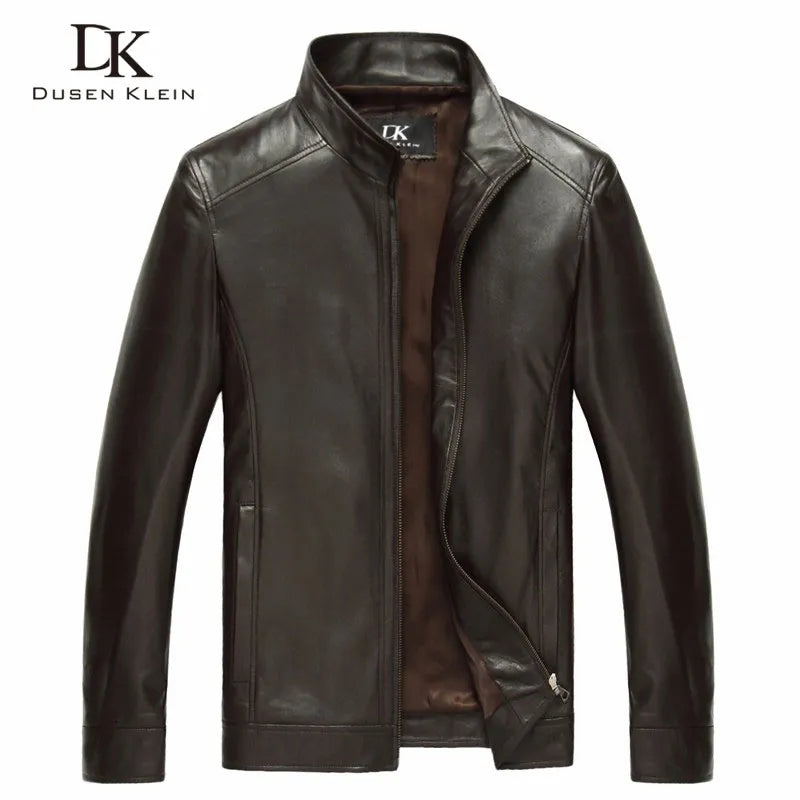 Luxury Man Genuine Sheepskin Leather Jacket Brand Dusen Klein Men Slim Designer Spring Leather Coats Black/Brown 14B0109