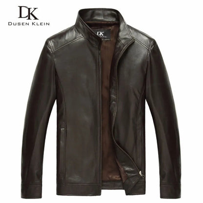 Luxury Man Genuine Sheepskin Leather Jacket Brand Dusen Klein Men Slim Designer Spring Leather Coats Black/Brown 14B0109