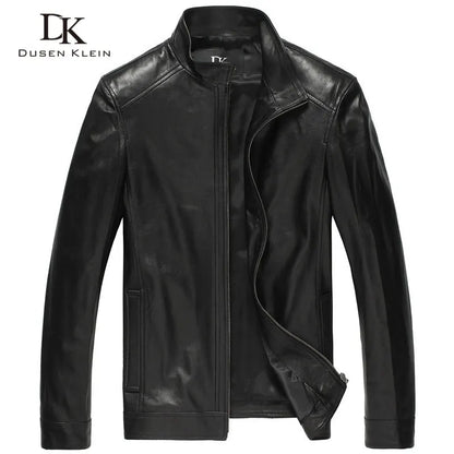 Luxury Man Genuine Sheepskin Leather Jacket Brand Dusen Klein Men Slim Designer Spring Leather Coats Black/Brown 14B0109