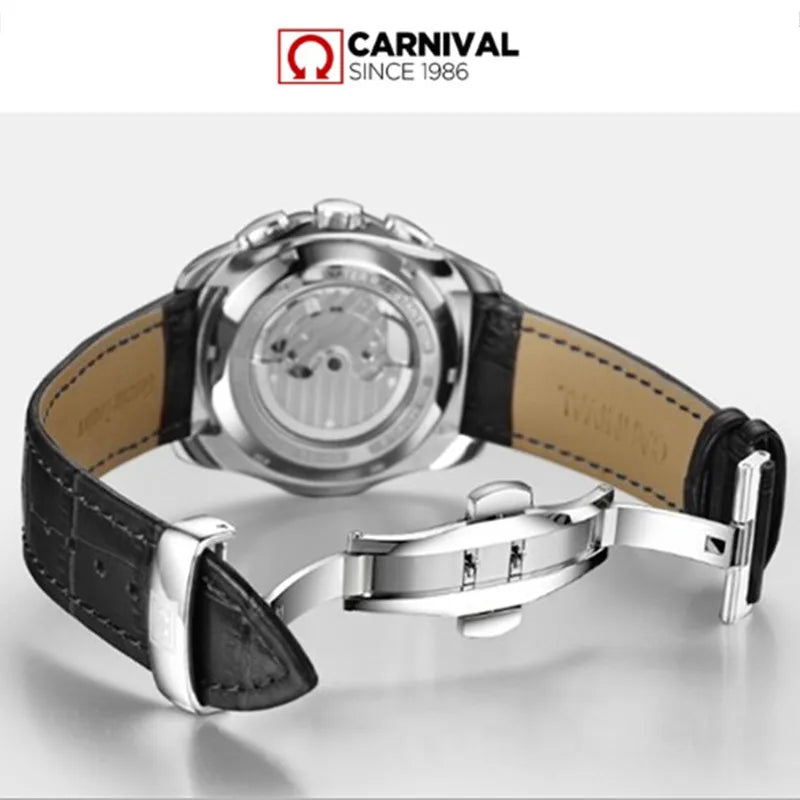 Automatic Mechanical Switzerland Brand Men Wristwatches Fashion Luxury Leather Strap Watch Waterproof Clock Relogio Reloj Montre