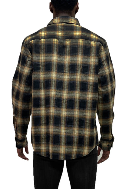 Long Sleeve Checkered Plaid Brushed Flannel