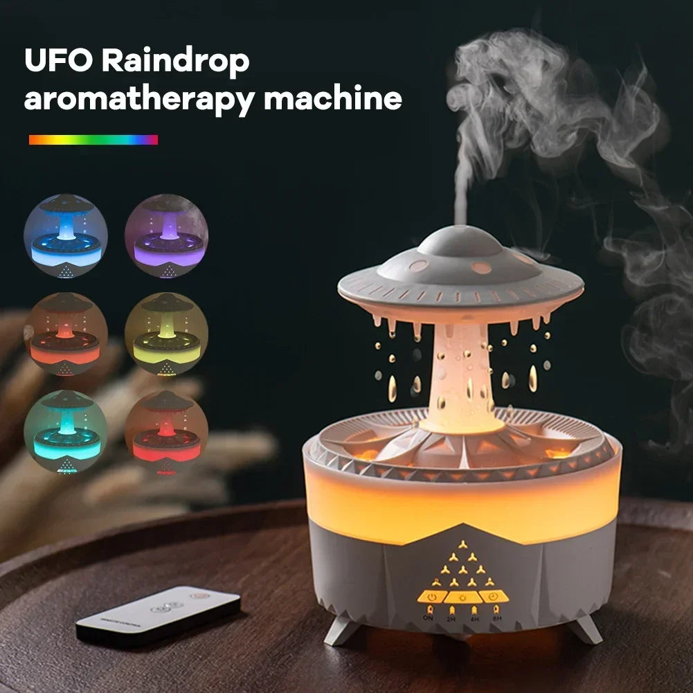 Remote Control Rotating Umbrella Waterdrop Aromatherapy Machine Ultrasonic Air Humidifier With LED Light for Home Aroma Diffuser