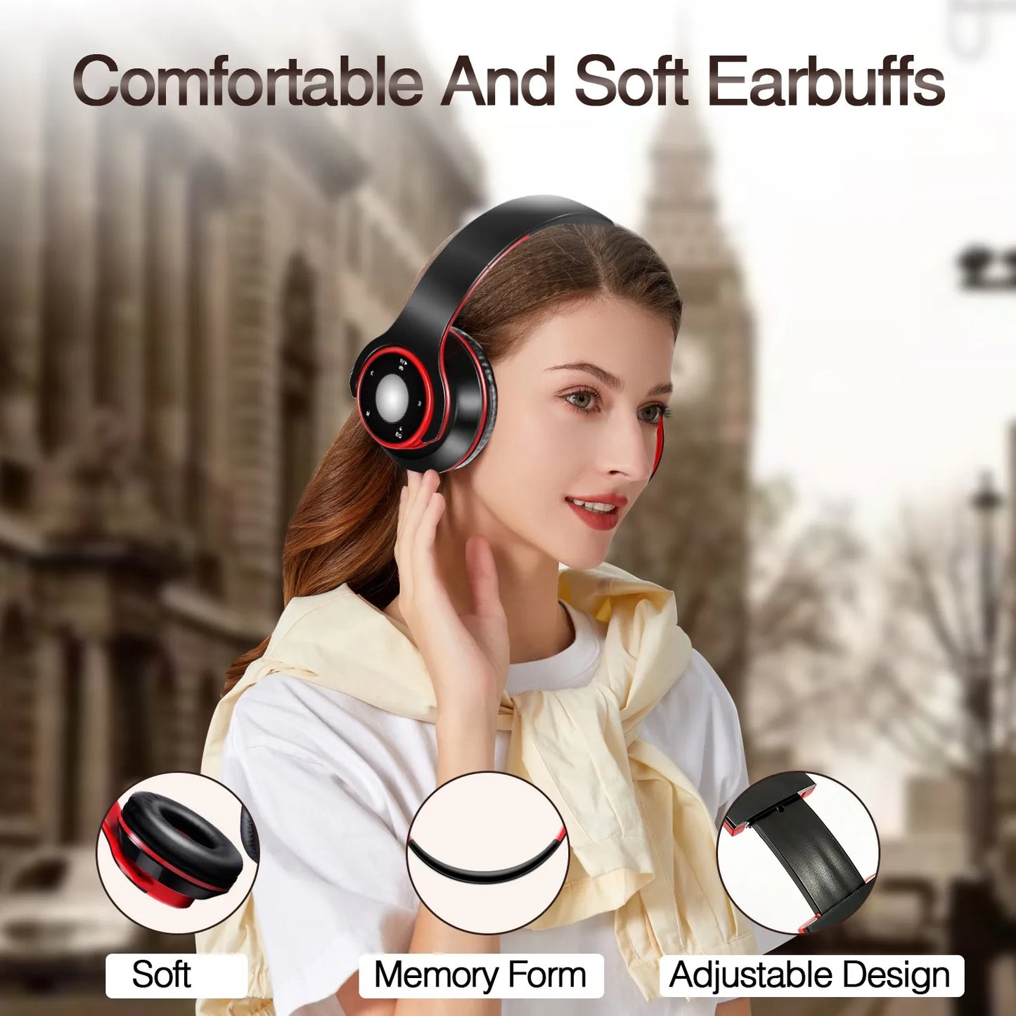 Colorful Stereo Audio Mp3 Bluetooth Headset Wireless Headphones Earphone Support SD Card With Mic Play 20 Hours