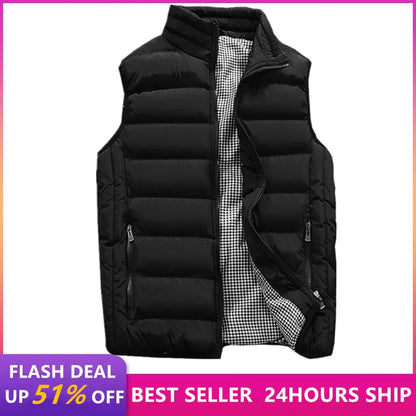 Mens Jacket Sleeveless Vest Winter Fashion Casual Slim Coat Brand Clothing Vests Cotton-Padded Men's Vest Men Waistcoat Big Size