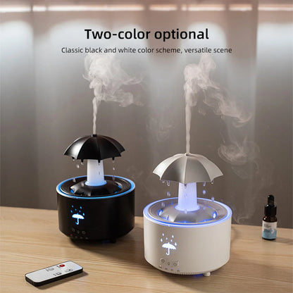 Remote Control Rotating Umbrella Waterdrop Aromatherapy Machine Ultrasonic Air Humidifier With LED Light for Home Aroma Diffuser