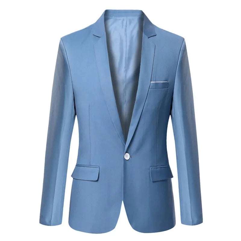 Blue Men Blazers Work Office Men Tuxedos for Formal Occasions Pockets Coat Blazers Male Custom Men's Business Slim Blazers