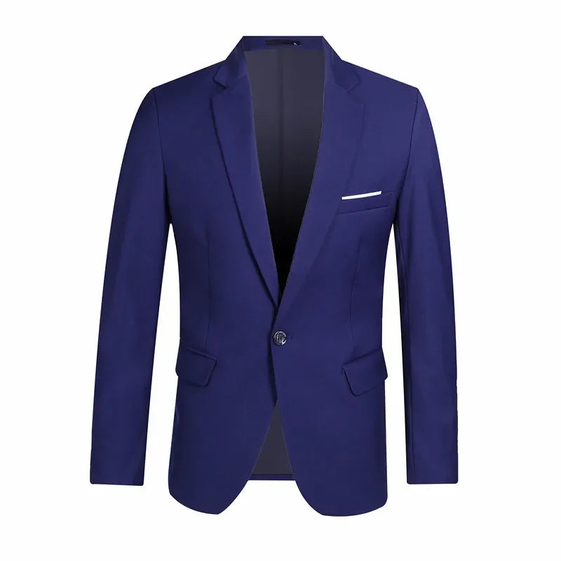 Blue Men Blazers Work Office Men Tuxedos for Formal Occasions Pockets Coat Blazers Male Custom Men's Business Slim Blazers