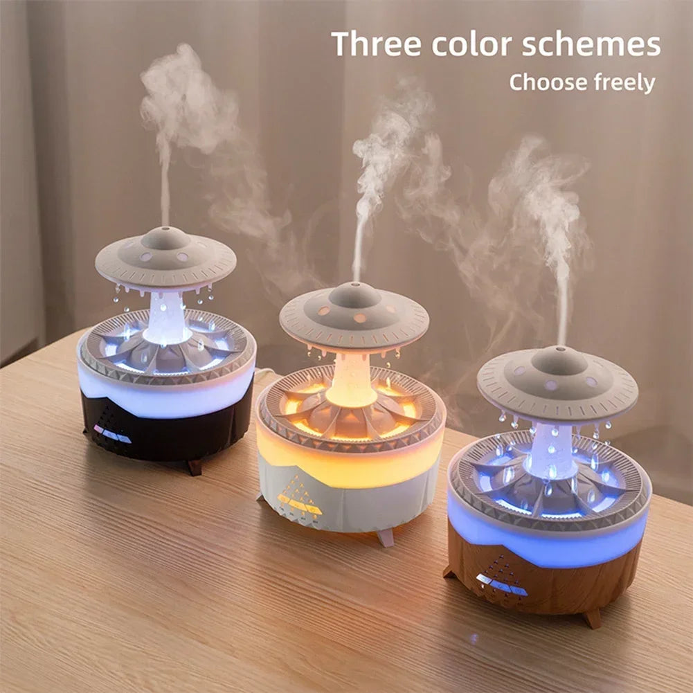 Remote Control Rotating Umbrella Waterdrop Aromatherapy Machine Ultrasonic Air Humidifier With LED Light for Home Aroma Diffuser