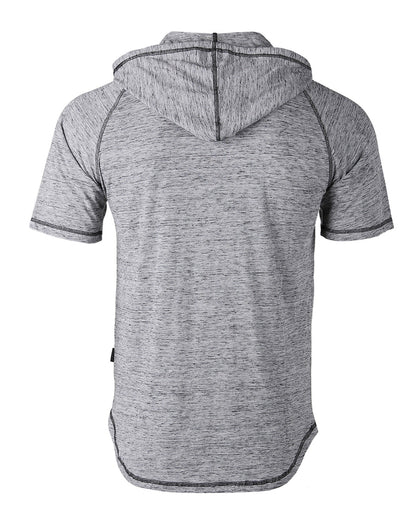 ZIMEGO Men's Short Sleeve Color Block Raglan Hoodie With Curved Hem