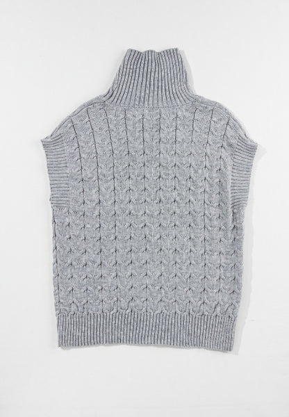 Cable Knit Turtleneck Short Sleeve Sweater