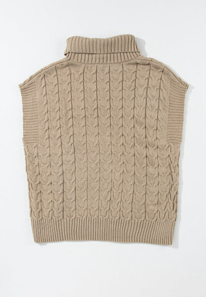 Cable Knit Turtleneck Short Sleeve Sweater