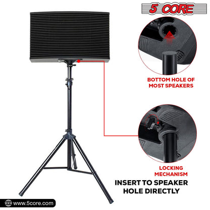 5 Core Speaker Stand Tripod Floor Tall Adjustable Up to 72 Inch DJ Studio Monitor Stands Pole Mount - SS ECO 1PK WOB