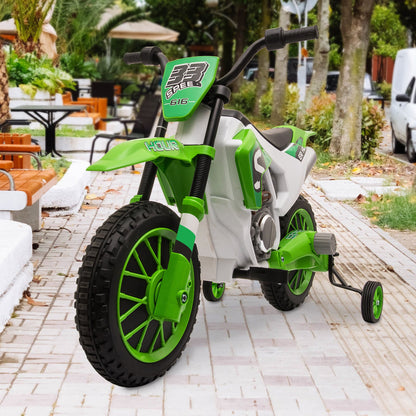 12V Kids Ride on Toy Motorcycle, Electric Motor Toy Bike With Training Wheels for Kids 3-6, Green