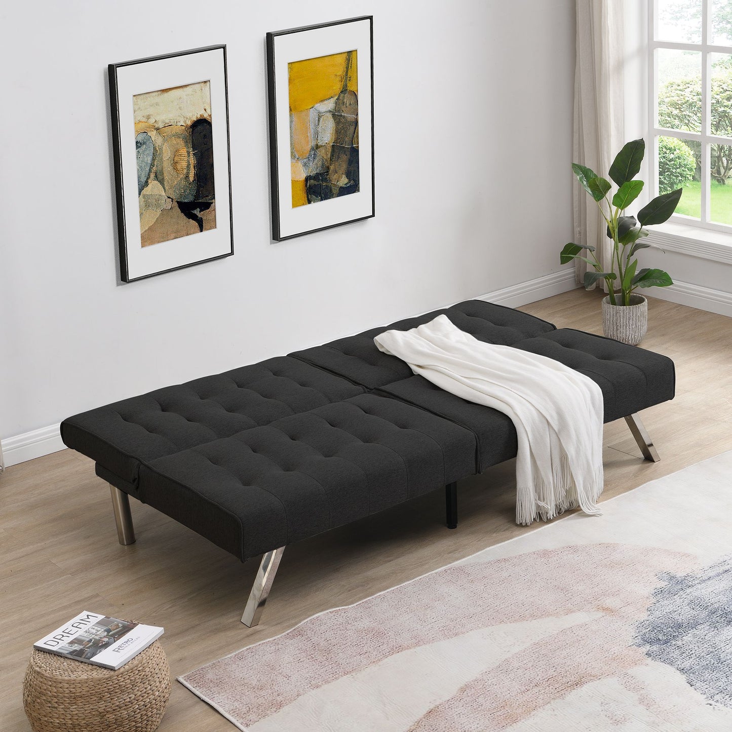 WOOD FRAME, STAINLESS LEG, FUTON, SOFA BED