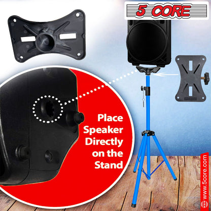 5 Core Speaker Stand Tripod Floor Tall Adjustable Up to 72 Inch DJ Studio Monitor Stands Pole Mount - SS ECO 1PK WOB