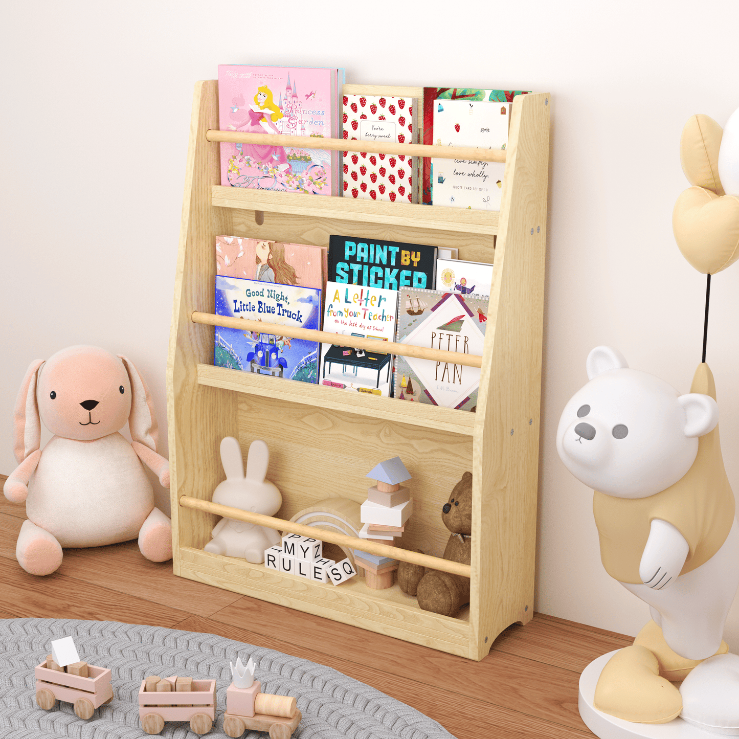 3 Tier Kids Book Shelf,Kids Book Rack, Helps Keep Bedrooms, Playrooms, and Classrooms Organized