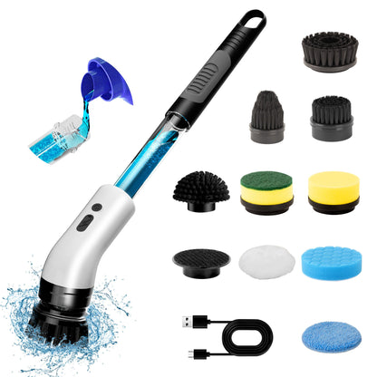 Electric Self Rotating Cleaning Brush, Waterproof Rotating Washer, Can Add Cleaning Solution,Replaceable with 5/7/9 Brush Heads, Suitable for Multifunctional, With 2 Adjustable Speeds