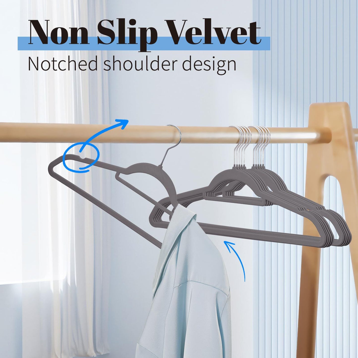 60 piece set of pink/gray velvet hangers, space saving hangers with tie bars, anti slip felt hangers with shoulder notches, - anti slip felt hangers -360 degree rotation