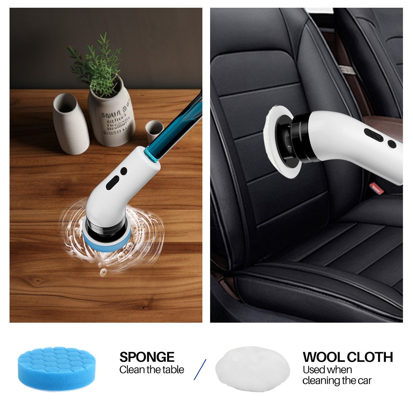 Electric Self Rotating Cleaning Brush, Waterproof Rotating Washer, Can Add Cleaning Solution,Replaceable with 5/7/9 Brush Heads, Suitable for Multifunctional, With 2 Adjustable Speeds