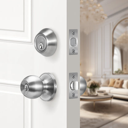 Entry Door Knob and Deadbolt Set Satin Nickel Single Cylinder Deadbolt