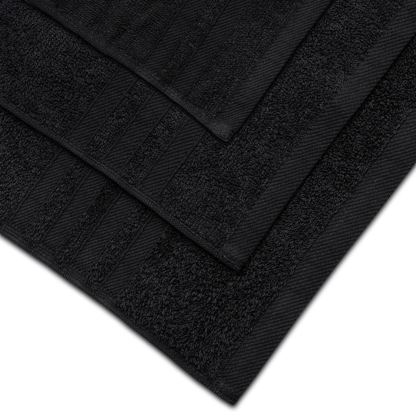 Black 12 Piece Bath Towel Set for Bathroom Wealuxe Collection 2 Bath Towels 4 Hand Towels 6 Washcloths 100% Cotton Soft and Plush Highly Absorbent Soft Towel for Hotel & Spa