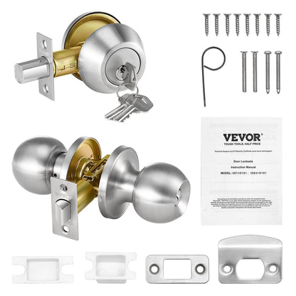 Entry Door Knob and Deadbolt Set Satin Nickel Single Cylinder Deadbolt