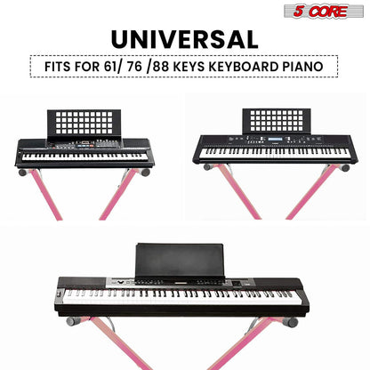 5 CORE Keyboard Stand Single X Style Adjustable Digital Electric Piano Riser Durable & Sturdy Music Synthesizer Holder Stands For 61 76 88 Keys - KS 1X