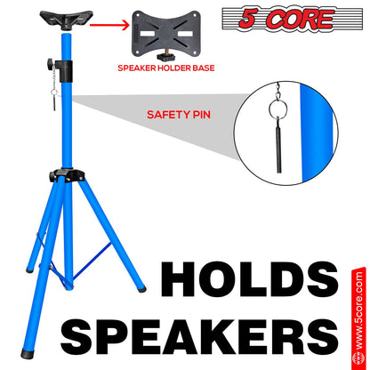 5 Core Speaker Stand Tripod Floor Tall Adjustable Up to 72 Inch DJ Studio Monitor Stands Pole Mount - SS ECO 1PK WOB