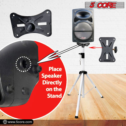 5 Core Speaker Stand Tripod Floor Tall Adjustable Up to 72 Inch DJ Studio Monitor Stands Pole Mount - SS ECO 1PK WOB