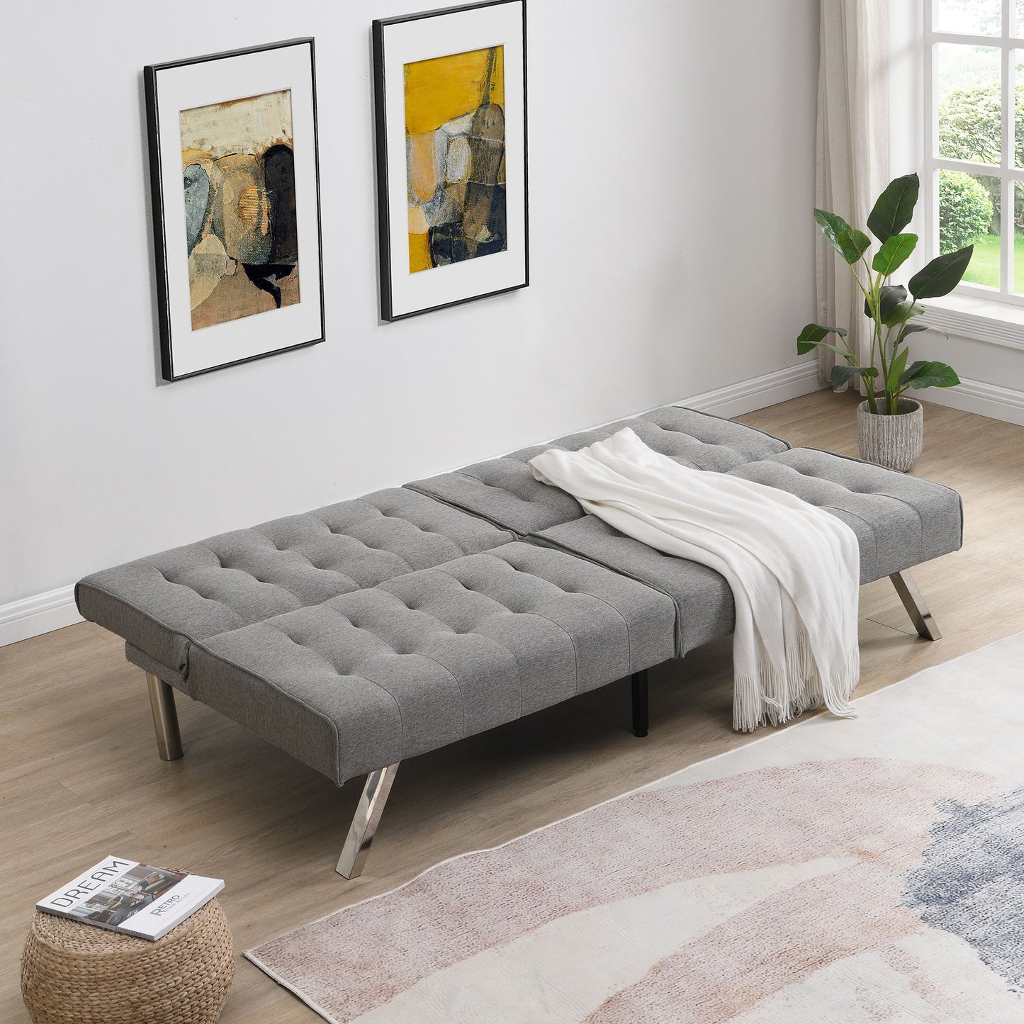 WOOD FRAME, STAINLESS LEG, FUTON, SOFA BED