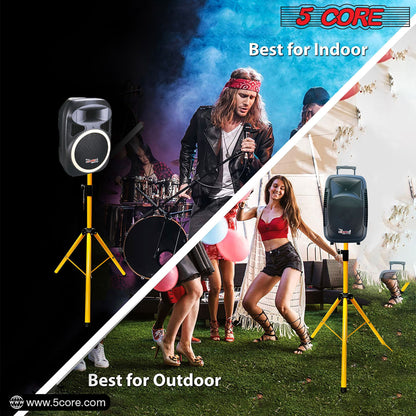 5 Core Speaker Stand Tripod Floor Tall Adjustable Up to 72 Inch DJ Studio Monitor Stands Pole Mount - SS ECO 1PK WOB