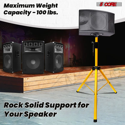 5 Core Speaker Stand Tripod Floor Tall Adjustable Up to 72 Inch DJ Studio Monitor Stands Pole Mount - SS ECO 1PK WOB