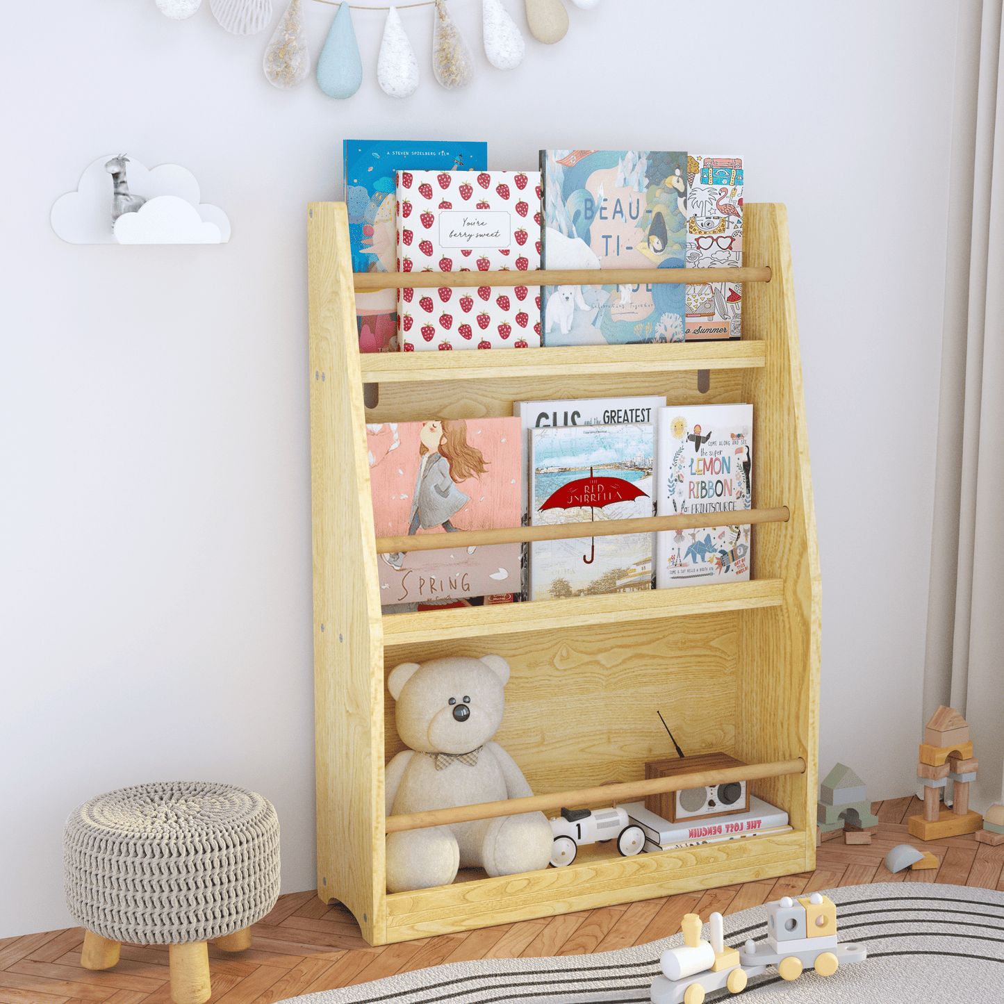 3 Tier Kids Book Shelf,Kids Book Rack, Helps Keep Bedrooms, Playrooms, and Classrooms Organized