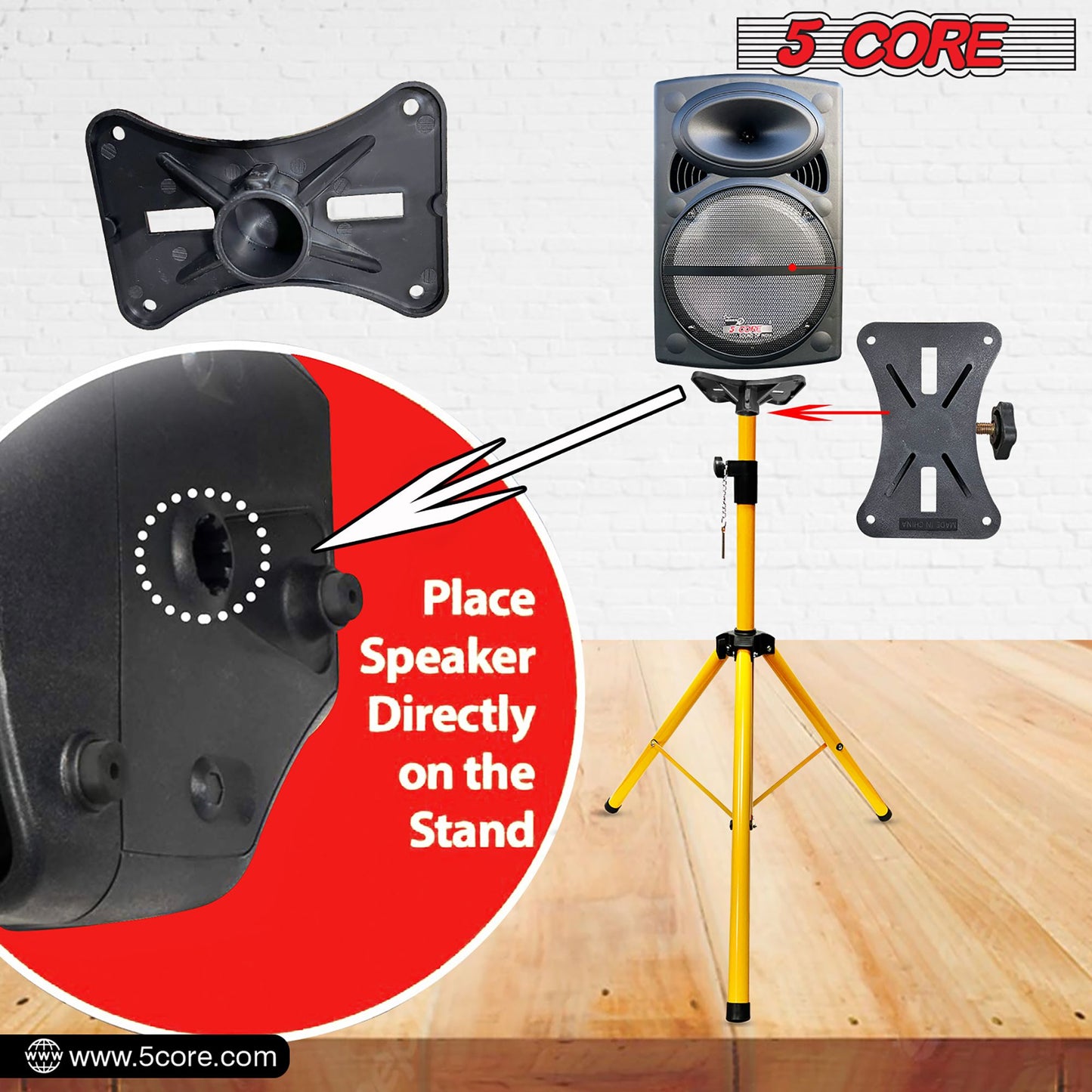 5 Core Speaker Stand Tripod Floor Tall Adjustable Up to 72 Inch DJ Studio Monitor Stands Pole Mount - SS ECO 1PK WOB