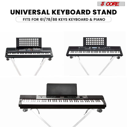 5 CORE Keyboard Stand Single X Style Adjustable Digital Electric Piano Riser Durable & Sturdy Music Synthesizer Holder Stands For 61 76 88 Keys - KS 1X