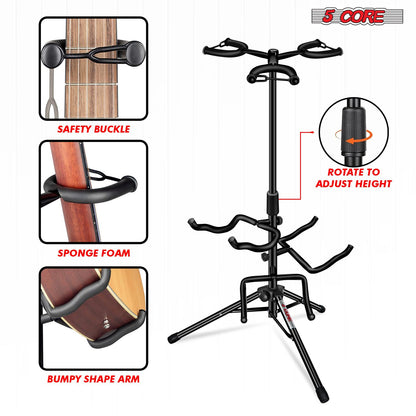 5 Core Metal Guitar Stand for Acoustic Classic Electric Guitar Detachable Musical Instrument Stand (3 Guitar Holders) - GSH 3N1