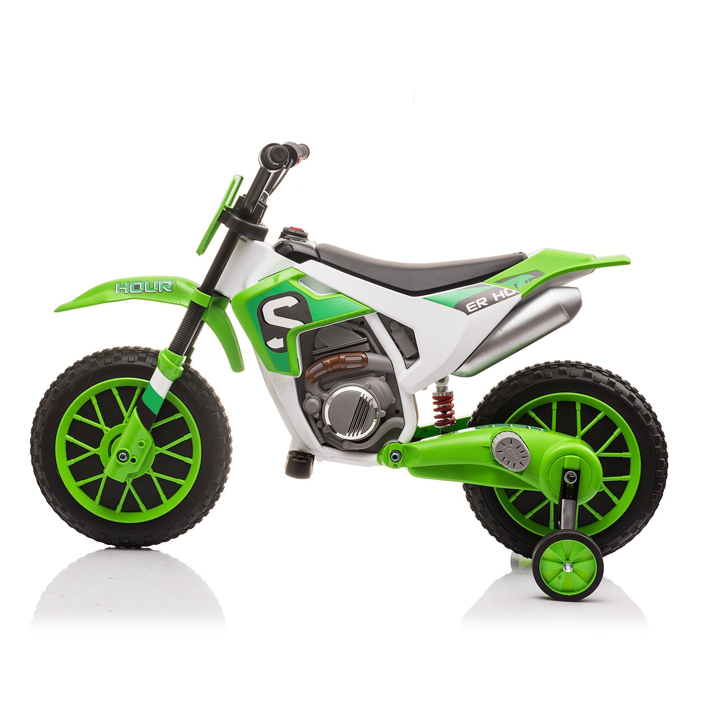 12V Kids Ride on Toy Motorcycle, Electric Motor Toy Bike With Training Wheels for Kids 3-6, Green