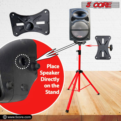 5 Core Speaker Stand Tripod Floor Tall Adjustable Up to 72 Inch DJ Studio Monitor Stands Pole Mount - SS ECO 1PK WOB