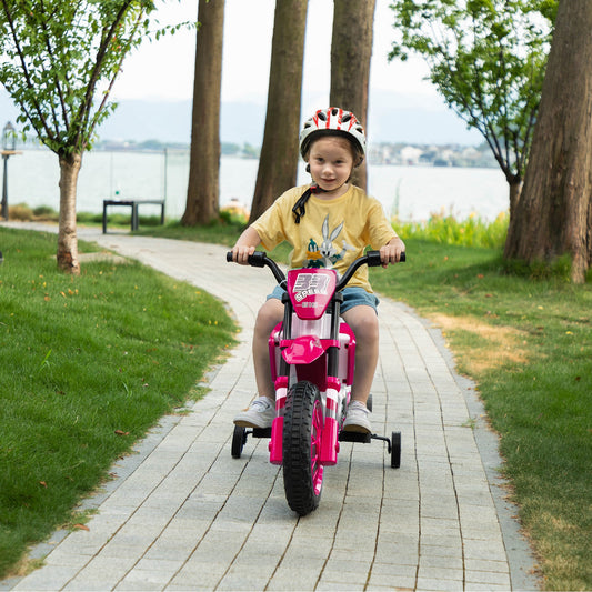 Motorcycle With Training Wheels - Magenta