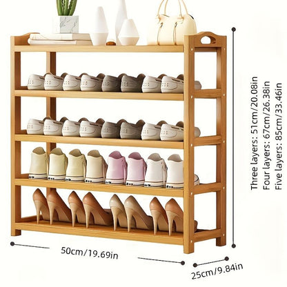 1 bamboo shoe rack for household floor-standing simple shoe rack multi-layer storage rack to save space and store small shoe cabinet