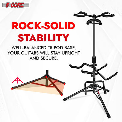 5 Core Metal Guitar Stand for Acoustic Classic Electric Guitar Detachable Musical Instrument Stand (3 Guitar Holders) - GSH 3N1