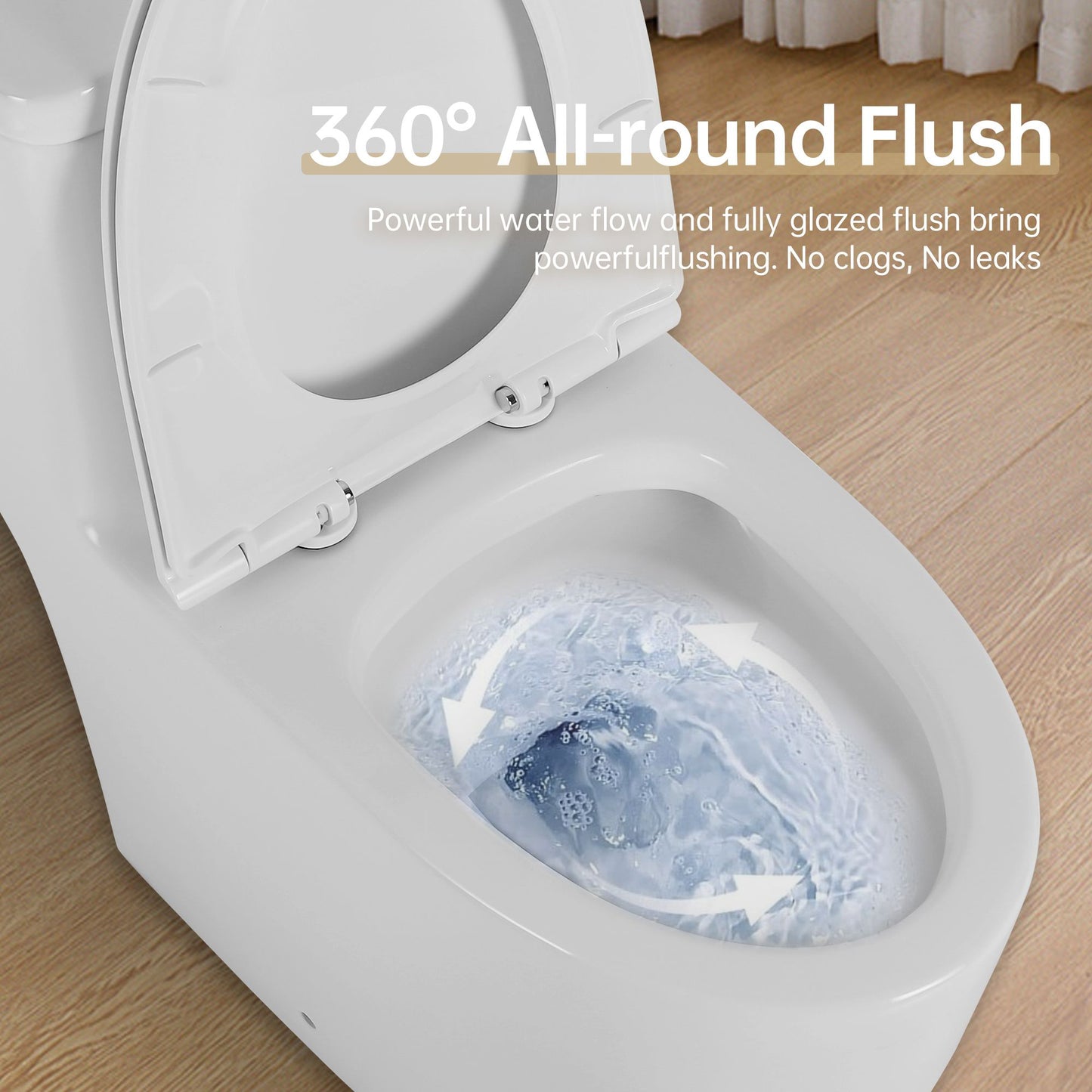 1.1/1.6 GPF Elongated Comfort Height Floor Mounted One-Piece Toilet,  CUPC Certified, Water Sense Cetified, Ceramic, White Color, Soft Close Seat