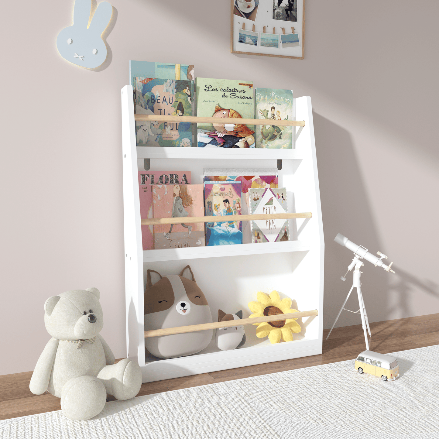 3 Tier Kids Book Shelf,Kids Book Rack, Helps Keep Bedrooms, Playrooms, and Classrooms Organized