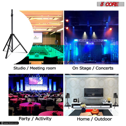 5 Core Speaker Stand Tripod Pair Floor Heavy Duty Adjustable Up to 72 Inch DJ Studio Monitor Stands Pole Mount - SS HD 2PK BLK BAG