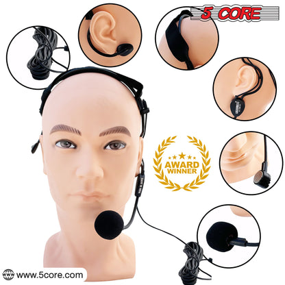 5 Core Headset Microphone Professional Flexible Boom Wired Hands Free Mic 1/4" Connector Jack for Speakers Voice Amplifier Coaches PA System - MIC HM 01