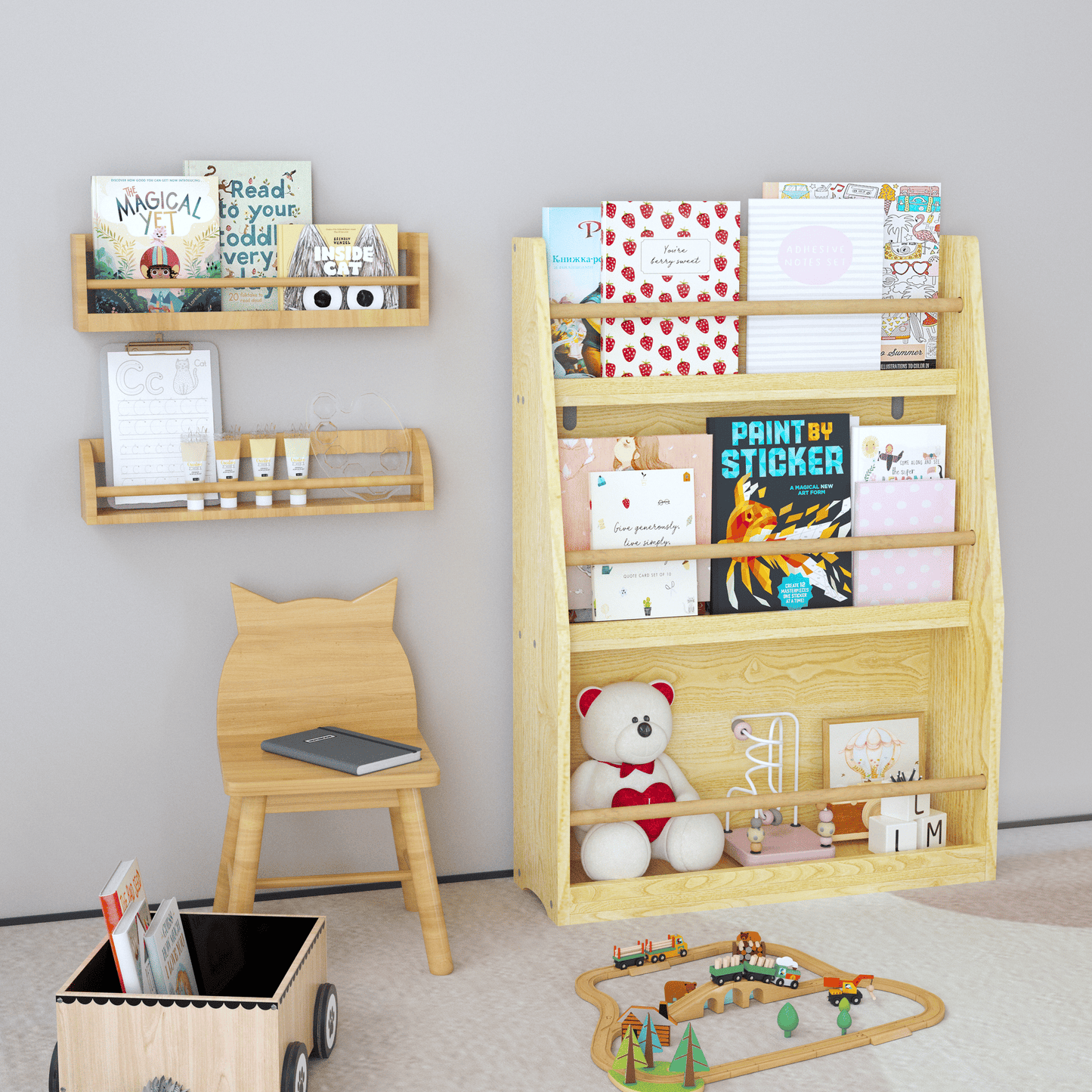 3 Tier Kids Book Shelf,Kids Book Rack, Helps Keep Bedrooms, Playrooms, and Classrooms Organized