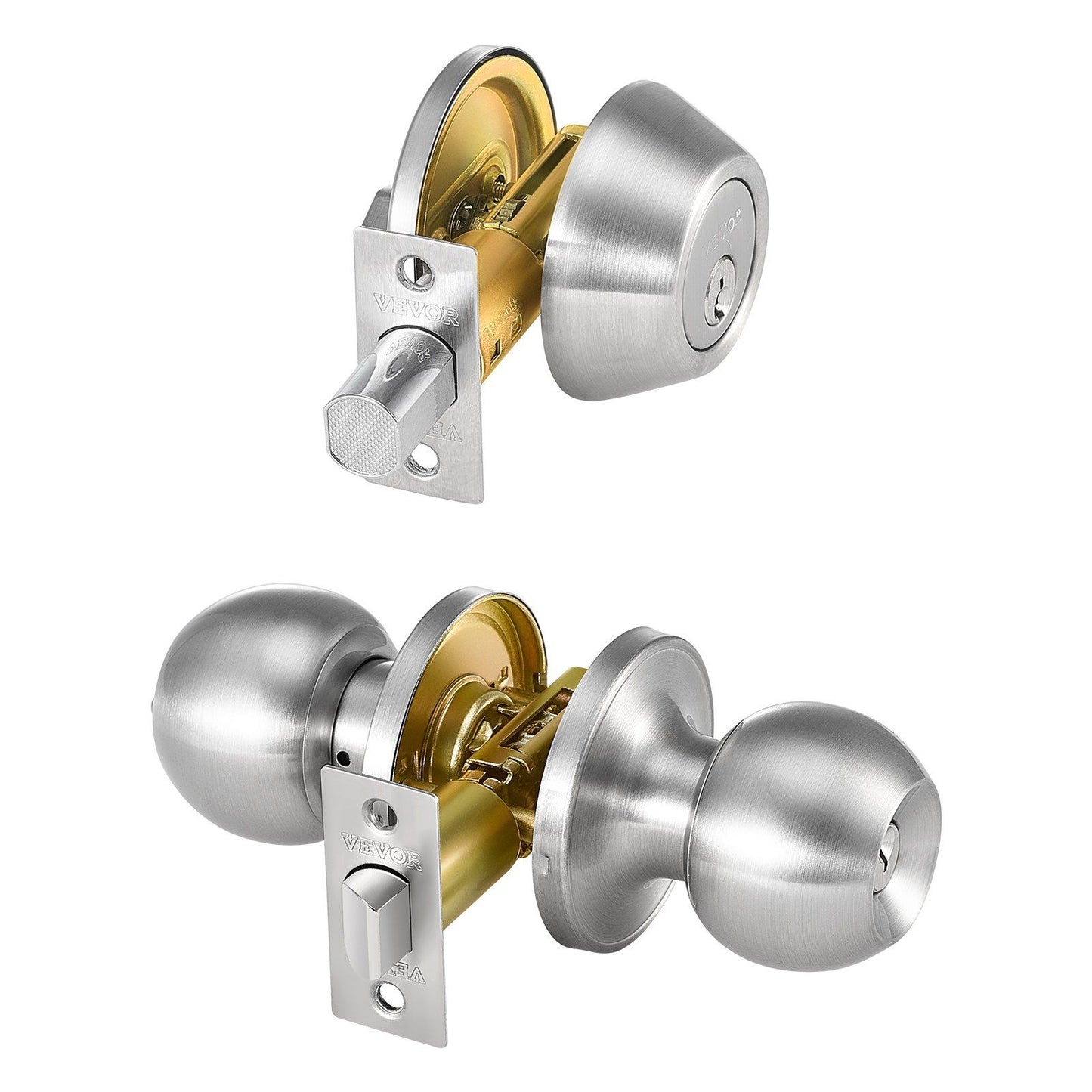 Entry Door Knob and Deadbolt Set Satin Nickel Single Cylinder Deadbolt